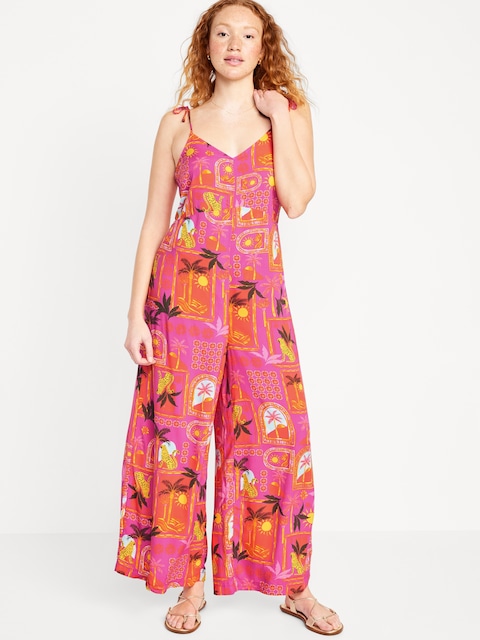 Sleeveless Wide-Leg Jumpsuit - Pink