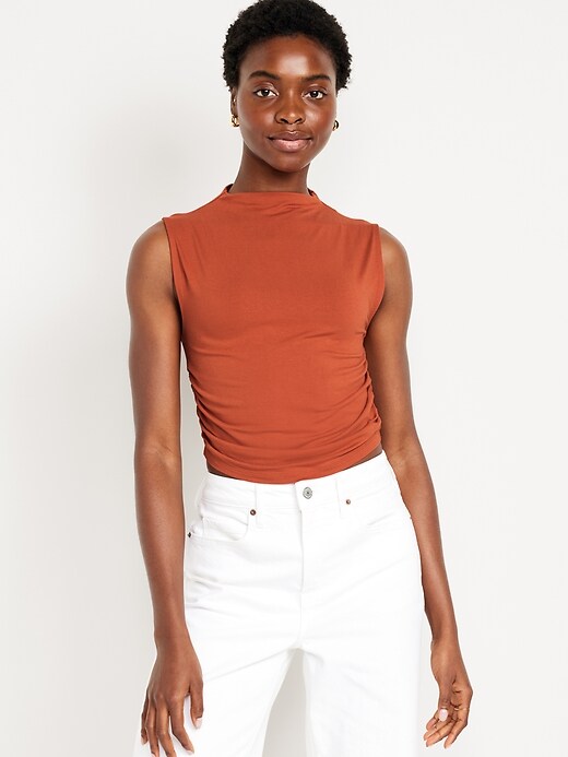 ruched neck top