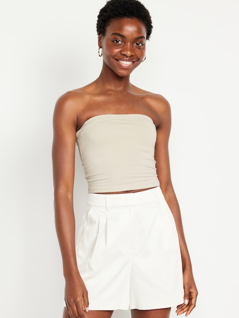 Double-Layer Tube Tank Top - Beige