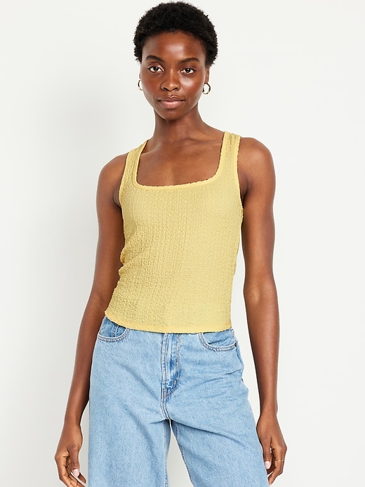 Image number 1 showing, Square-Neck Textured Tank Top