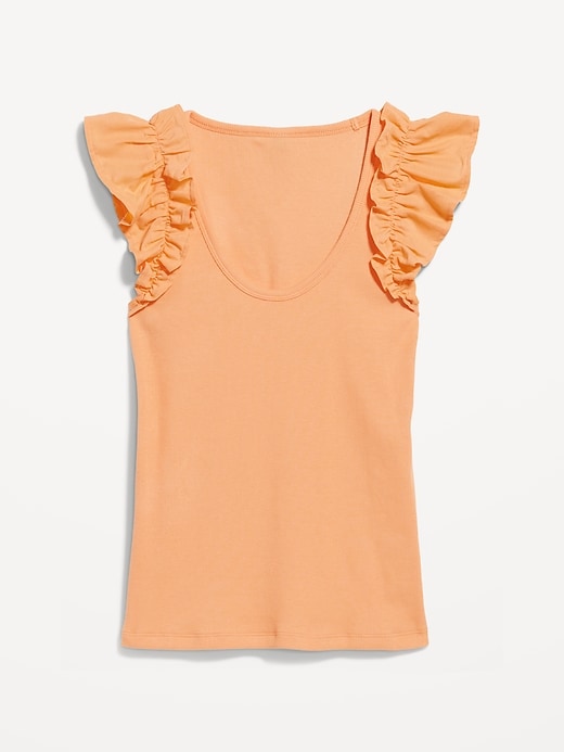 Image number 4 showing, Ruffled Mixed Fabric Tank Top