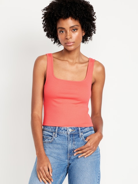 Ultra-Crop Rib-Knit Tank Top