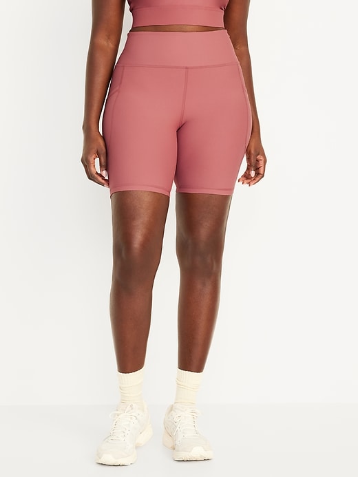 Image number 4 showing, High-Waisted PowerSoft Biker Shorts -- 8-inch inseam