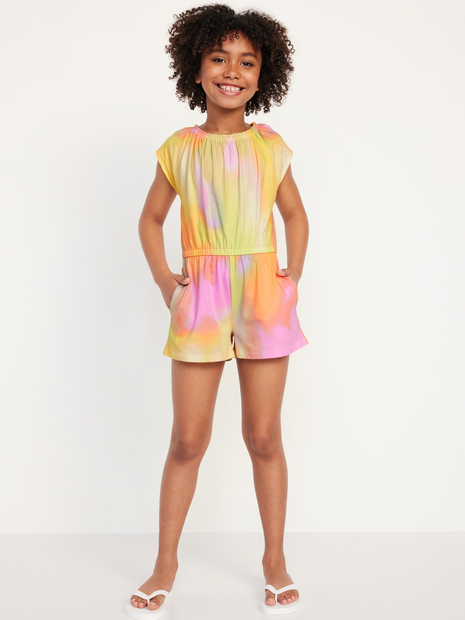 Short-Sleeve Jersey-Knit Romper for Girls