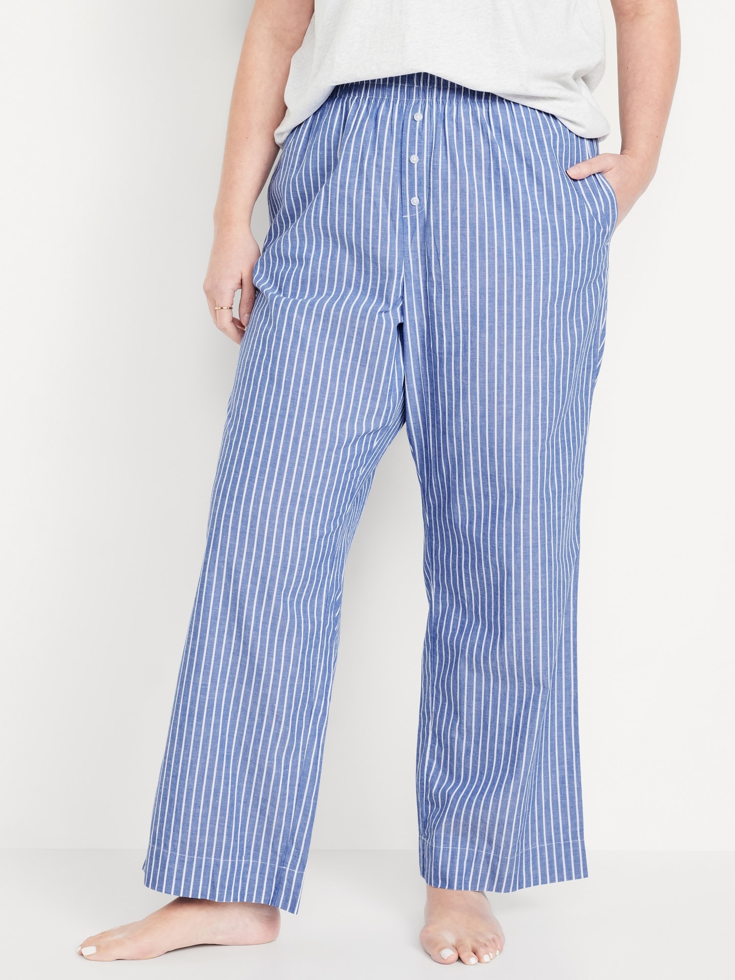 High-Waisted Poplin Pajama Pant