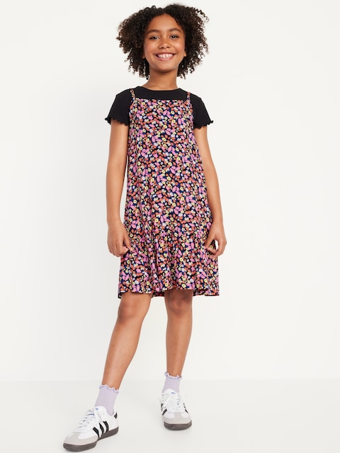 Sleeveless Ruffled-Hem Dress and T-Shirt Set for Girls