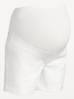 Maternity Full-Panel OG Straight Jean Shorts -- 9-inch inseam