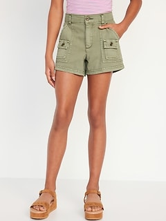Cargo-Pocket Twill Shorts for Girls