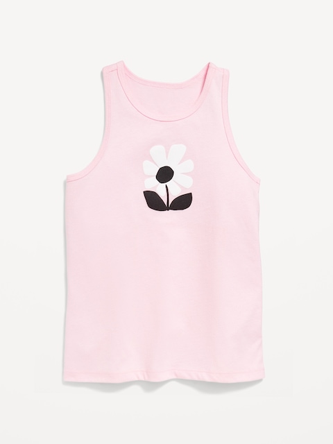 Fitted Graphic Tank Top for Girls - Pink