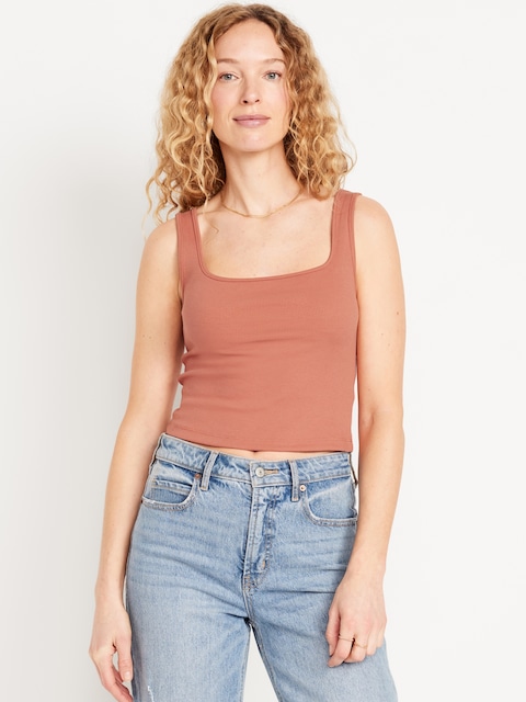Ultra-Crop Rib-Knit Tank Top