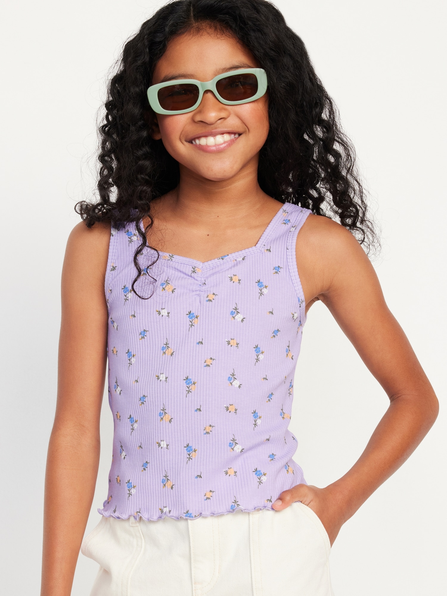 Fitted Sweetheart-Neck Tank Top for Girls