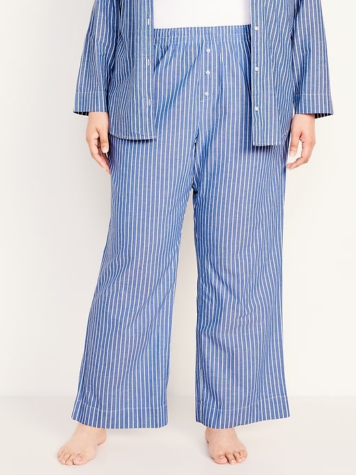 Image number 7 showing, High-Waisted Poplin Pajama Pant