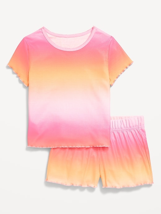 View large product image 2 of 3. Printed Rib-Knit Pajama Top and Shorts Set for Girls