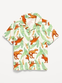Short-Sleeve Linen-Blend Camp Shirt for Toddler Boys