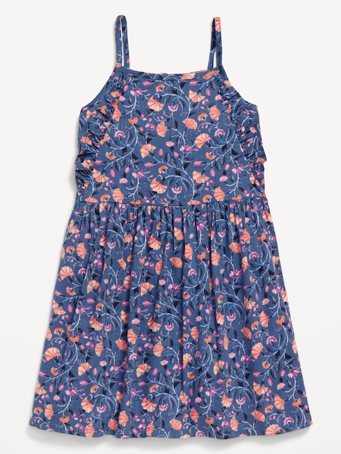 Printed Sleeveless Ruffle-Trim Dress for Toddler Girls