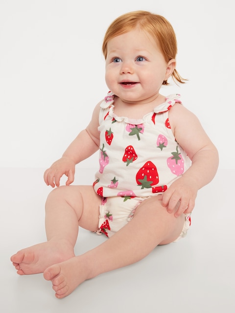 Sleeveless Tie-Shoulder One-Piece Romper for Baby