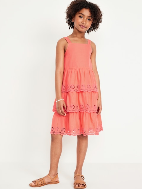 Sleeveless Tiered Eyelet Dress for Girls