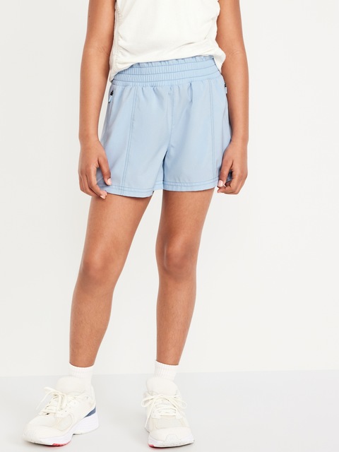 High-Waisted StretchTech Zip-Pocket Shorts for Girls