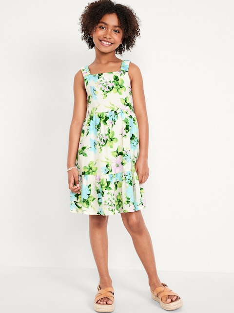 Printed Sleeveless Tiered Dress for Girls