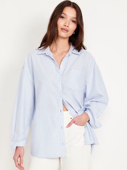 Image number 1 showing, Oversized Button-Down Boyfriend Shirt