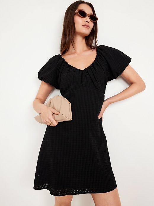 Image number 3 showing, Flutter-Sleeve Mini Swing Dress