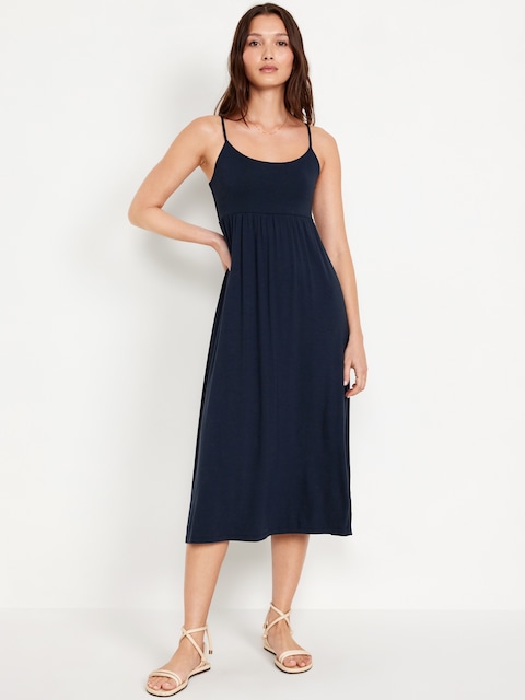 Robe-camisole mi-longue ajustée et évasée pour Femme