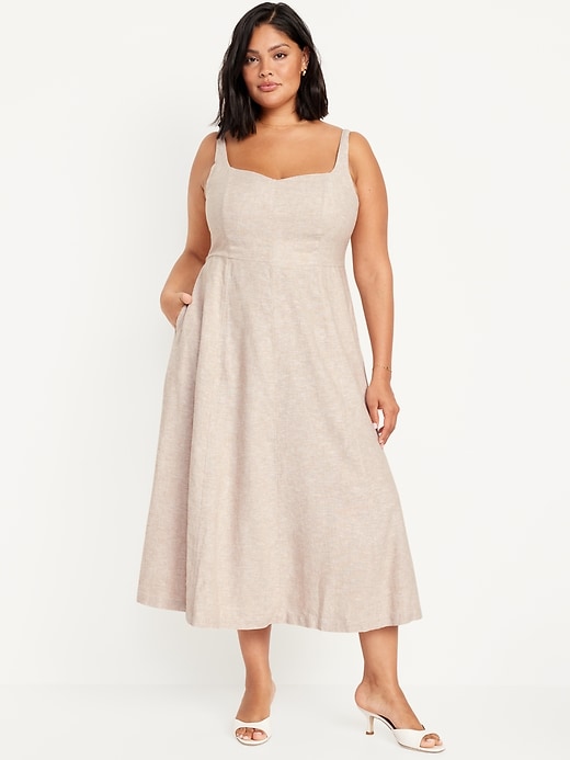 Image number 6 showing, Fit & Flare Linen-Blend Midi Dress