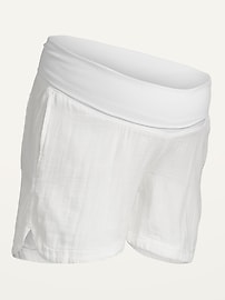 Image number 2 showing, Maternity Foldover-Waist Shorts -- 3-inch inseam
