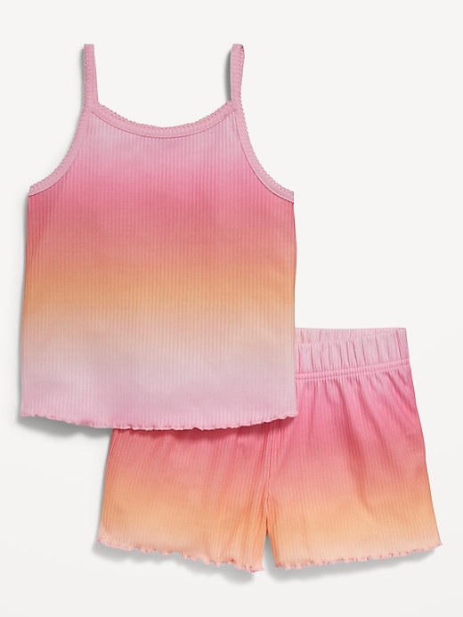 Voir une image plus grande du produit 2 de 3. Pyjama avec camisole et short en tricot côtelé à motif pour Fille