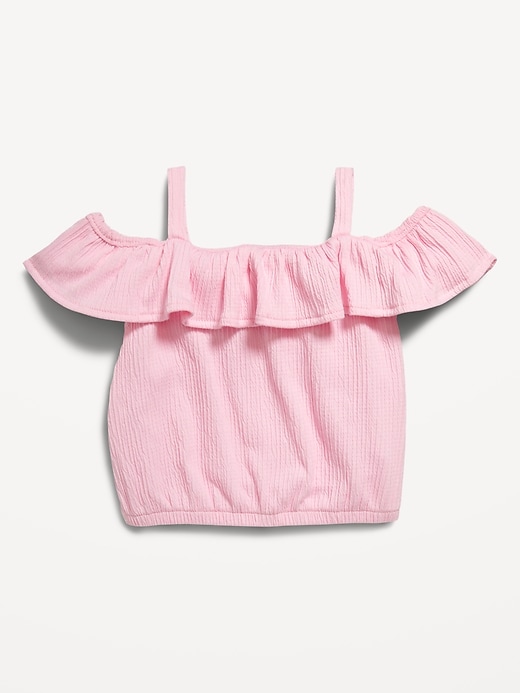 View large product image 2 of 3. Off-The-Shoulder Ruffled Jacquard-Knit Top for Baby