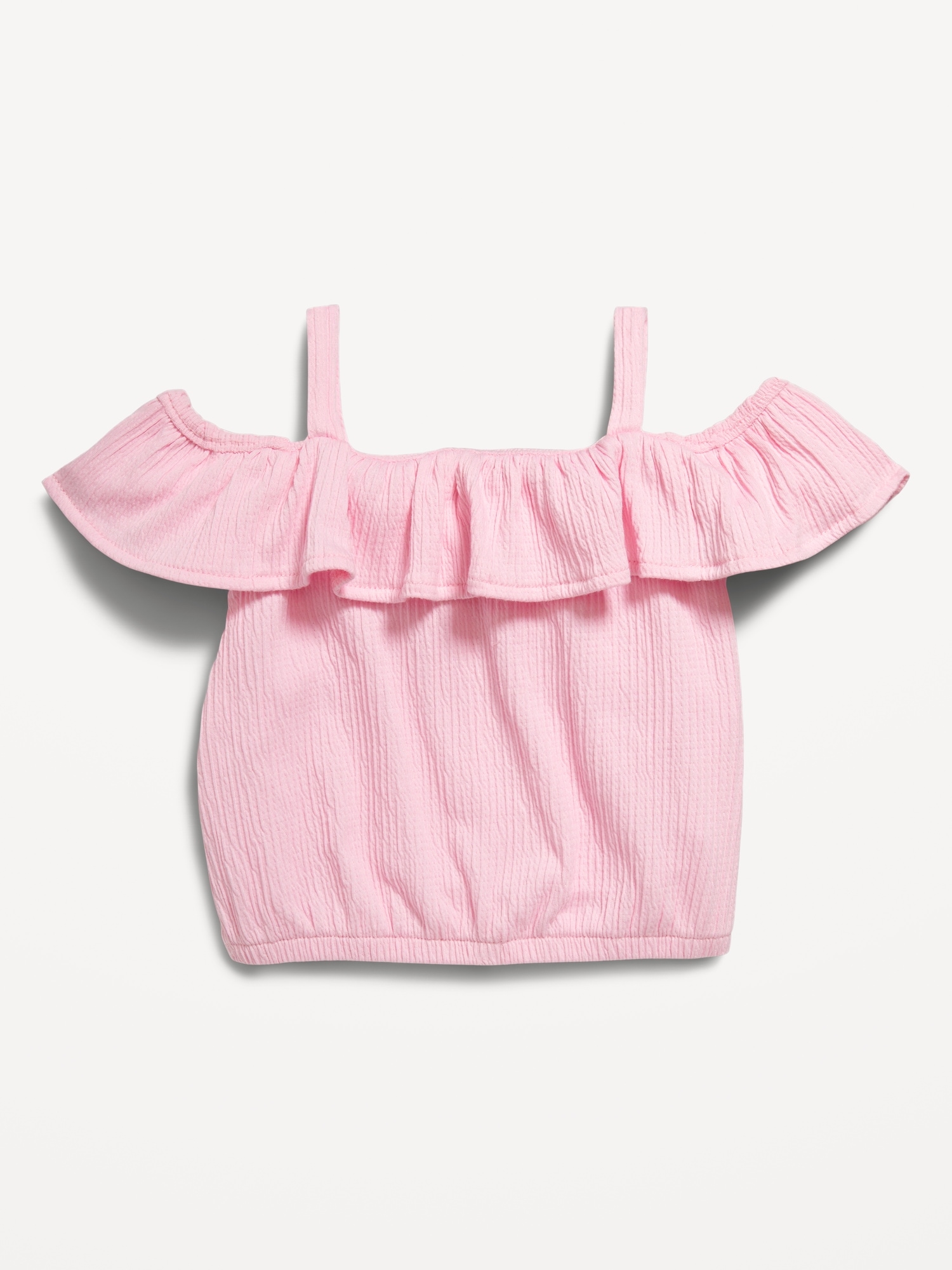 Off-The-Shoulder Ruffled Jacquard-Knit Top for Baby