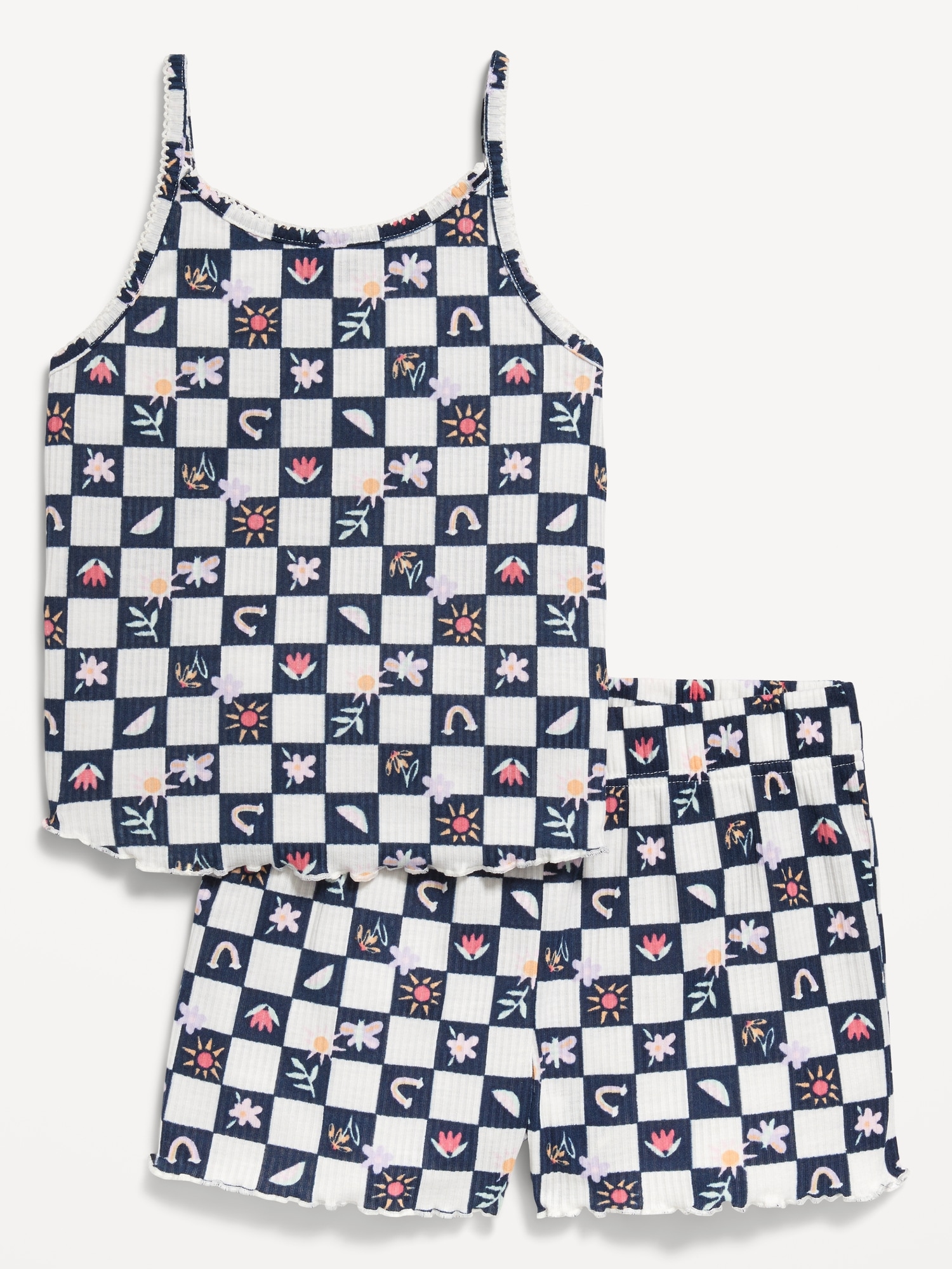 Printed Rib-Knit Pajama Tank and Shorts Set for Girls