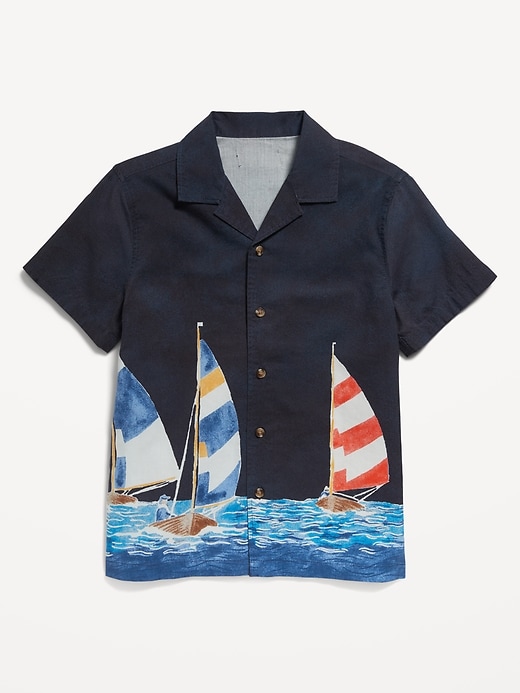 Voir une image plus grande du produit 2 de 3. Chemise de vacances à manches courtes à imprimé assorti pour Garçon