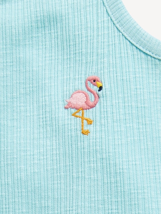 Image number 4 showing, Fitted Button-Front Embroidered Graphic Tank Top for Girls