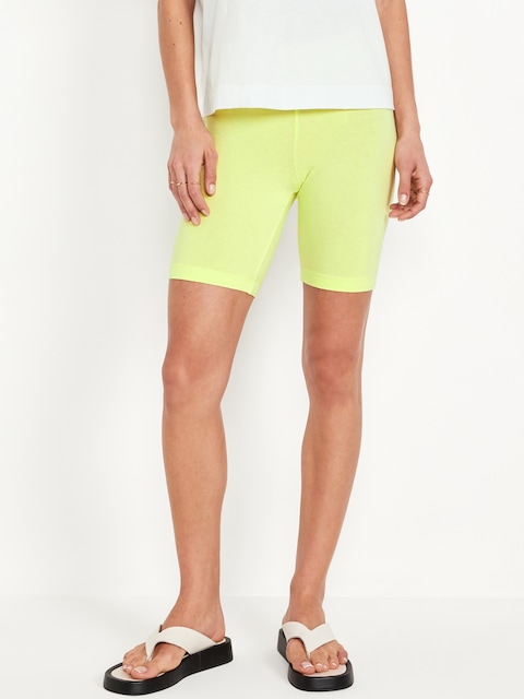 High-Waisted Biker Shorts -- 8-inch inseam - Lime Is Up