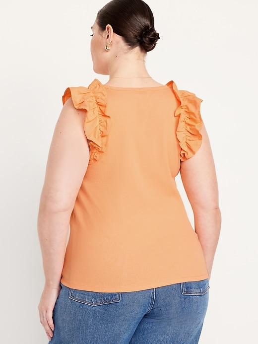 Image number 8 showing, Ruffled Mixed Fabric Tank Top