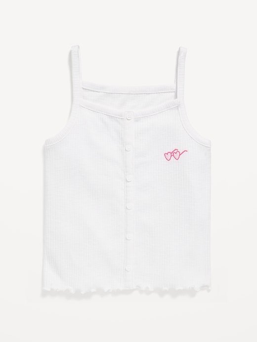 Voir une image plus grande du produit 2 de 4. Camisole ajustée à imprimé brodé et boutons décoratifs pour Fille