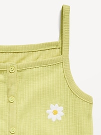 View large product image 4 of 4. Fitted Button-Front Embroidered Graphic Tank Top for Girls