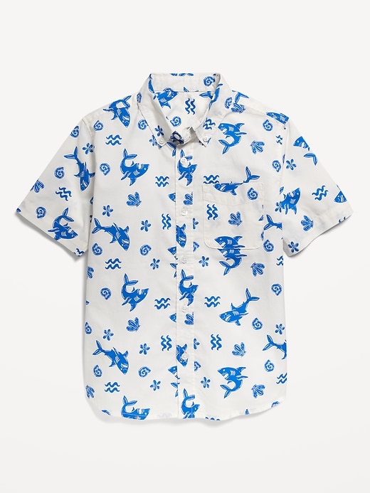 View large product image 2 of 4. Short-Sleeve Printed Poplin Shirt for Boys