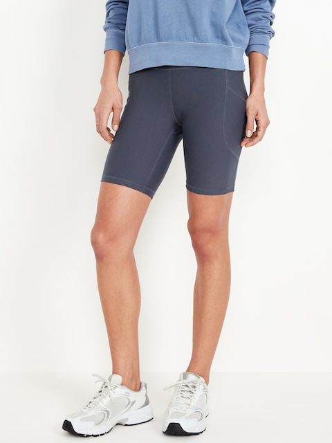 High-Waisted PowerSoft Biker Shorts -- 8-inch inseam - Blue
