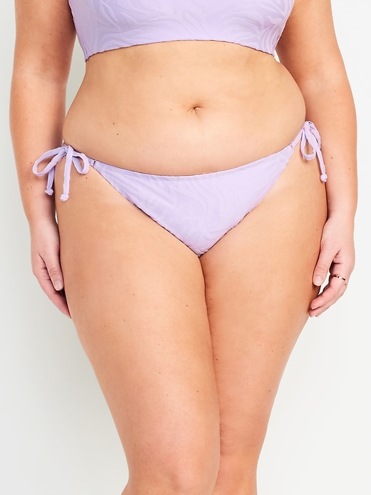 Image number 7 showing, Mid-Rise Textured String Bikini Swim Bottoms