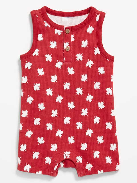 Unisex Henley Thermal-Knit Romper for Baby