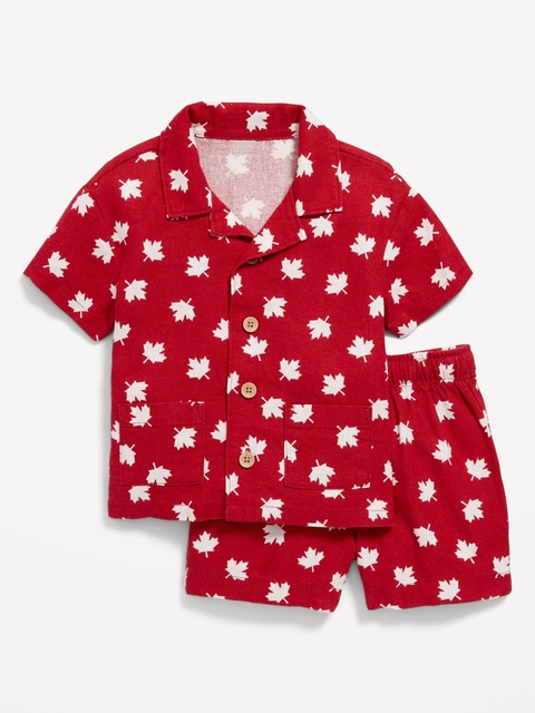 Printed Linen-Blend Shirt and Shorts Set for Baby - Toronto Maple Leaves