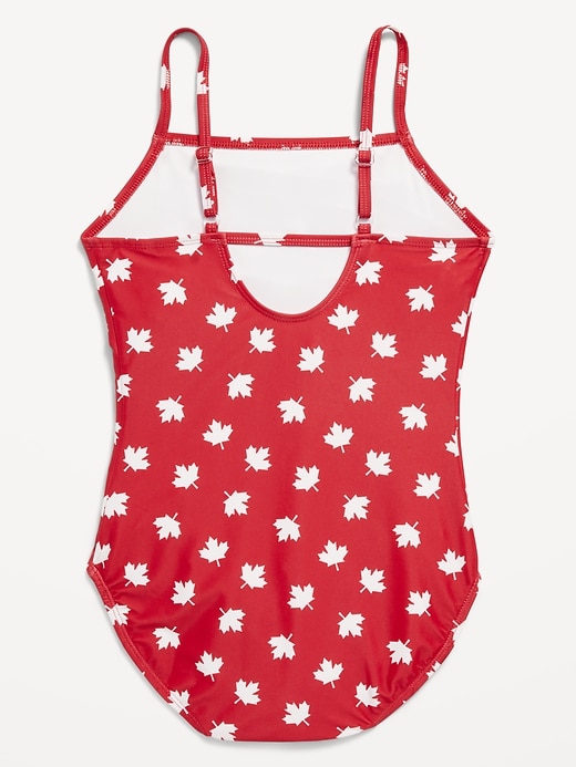 View large product image 2 of 3. Printed Back-Cutout One-Piece Swimsuit for Girls
