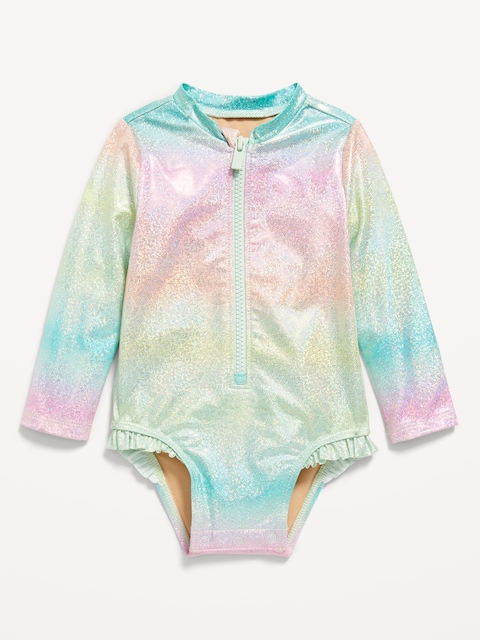 Printed Ruffle-Trim Rashguard One-Piece Swimsuit for Baby - Mermaid