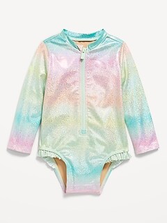 Printed Ruffle-Trim Rashguard One-Piece Swimsuit for Baby