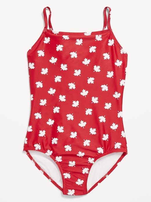 View large product image 1 of 3. Printed Back-Cutout One-Piece Swimsuit for Girls
