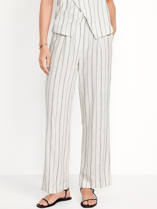 Image number 1 showing, Extra High-Waisted Linen-Blend Wide-Leg Taylor Pants