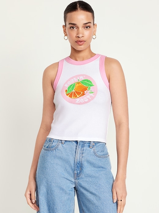 Image number 1 showing, Graphic Crop Tank Top