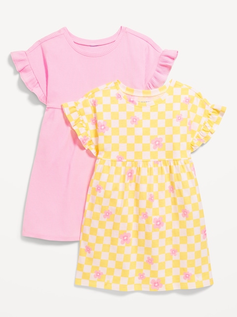 Flutter-Sleeve Dress 2-Pack for Toddler Girls